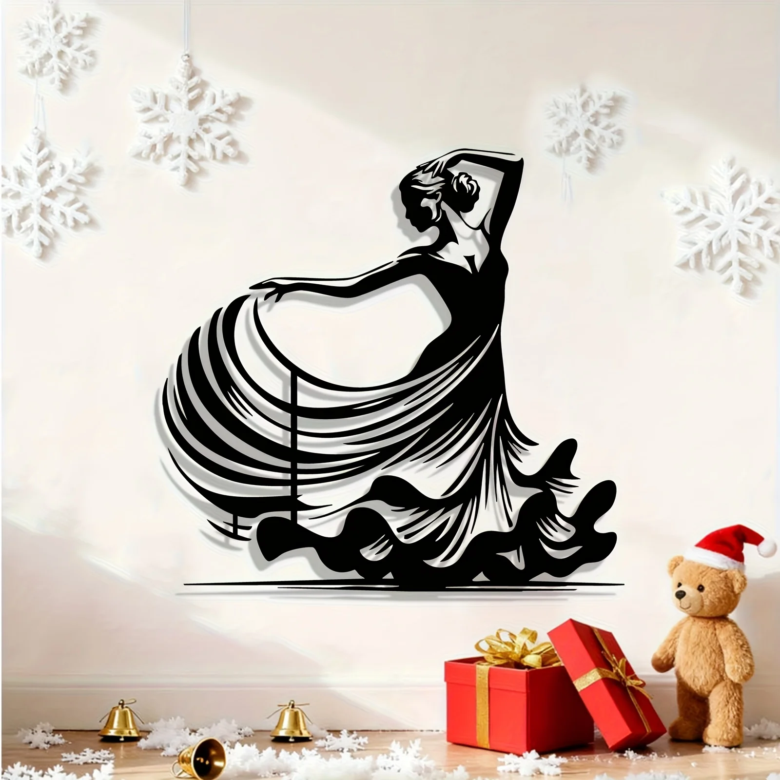 Modern Ballerina Iron Wall Art, Rust-Resistant Sculpture, Elegant Dancer Decor for Patio, Fence and Home Garden