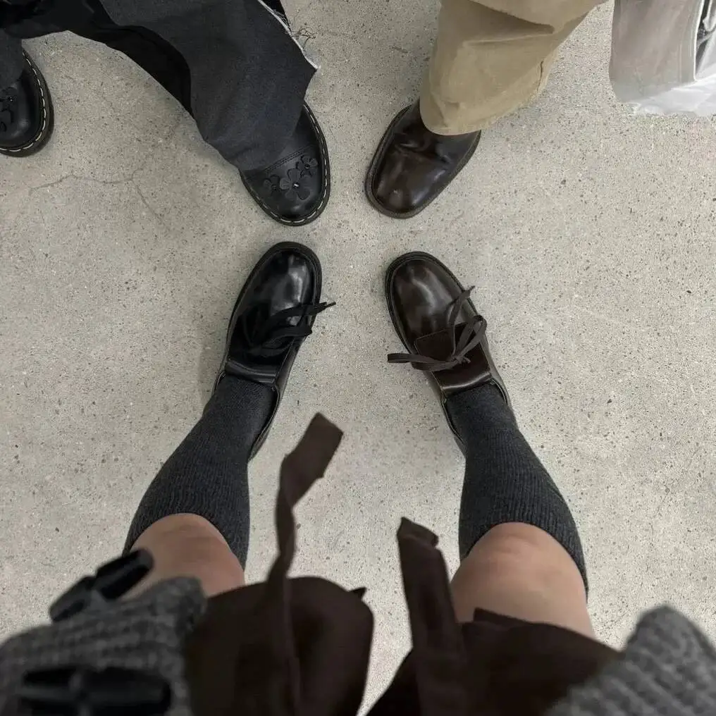 جديد فاخر ريترو سميكة القاع المتسكعون النساء جولة تو حذاء مسطح ربيع الخريف ركاب أحذية المشي حذا فردي للسيدات #4