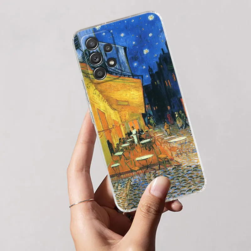 Van Gogh Sunflower Starry For Samsung Galaxy A55 Case A54 A52 A53 5G A15 A14 A13 A21S A23 A51 A34 A35 A33 A32 A72 71 Clear Cover