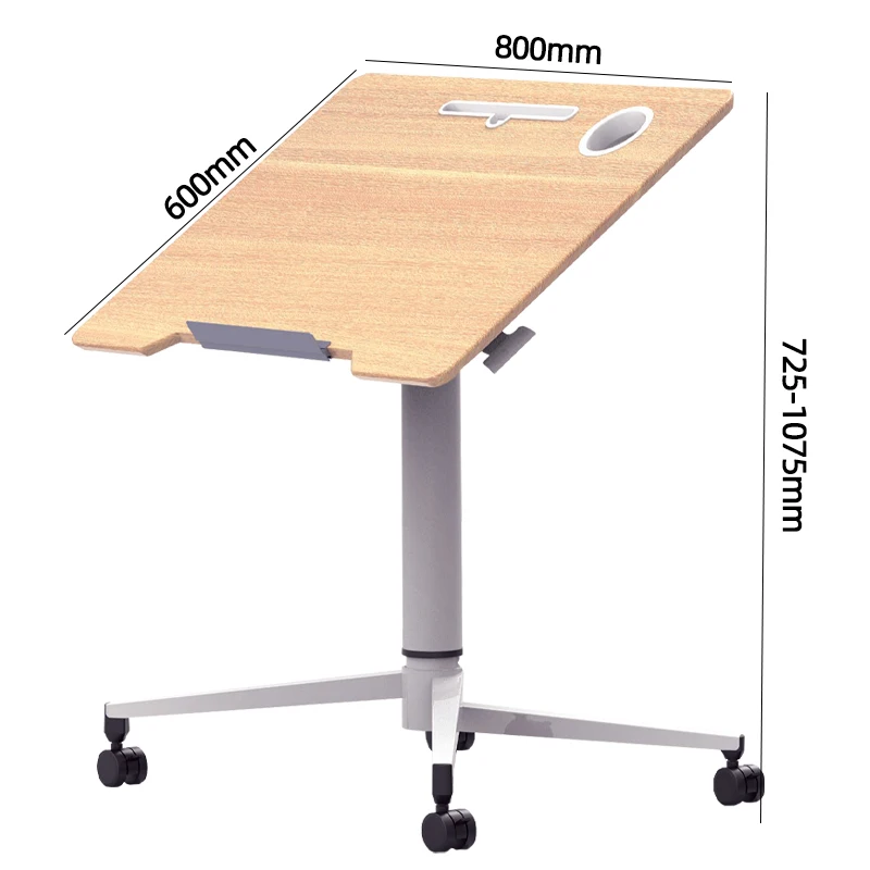 Modern Metal Adjustable Sit Standing Desk With Pneumatic Gas Spring Mobile Locking Wheels-Commercial Office Use