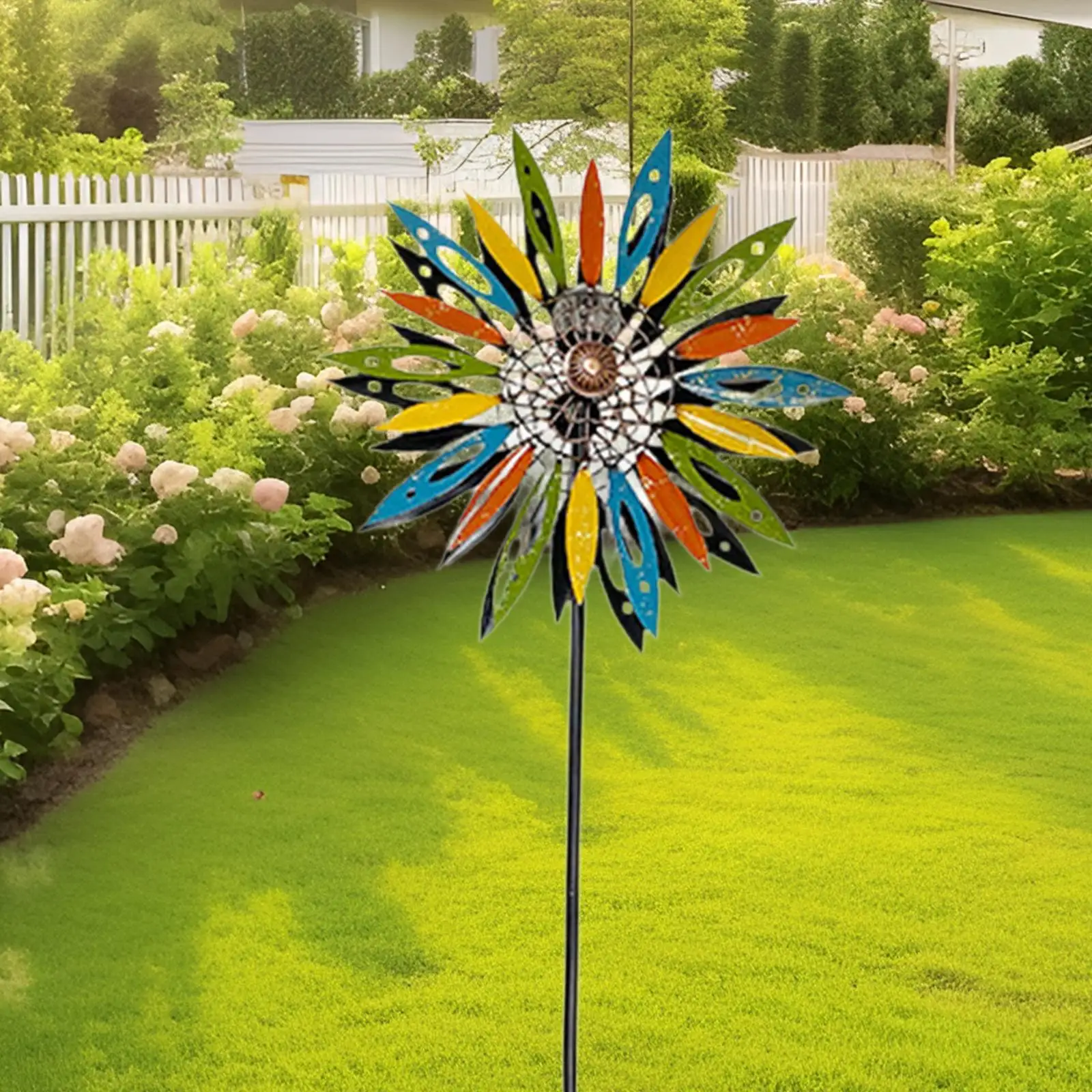 

Large Wind Spinner Windmill Iron Art Sculpture for Patio Lawn Courtyard