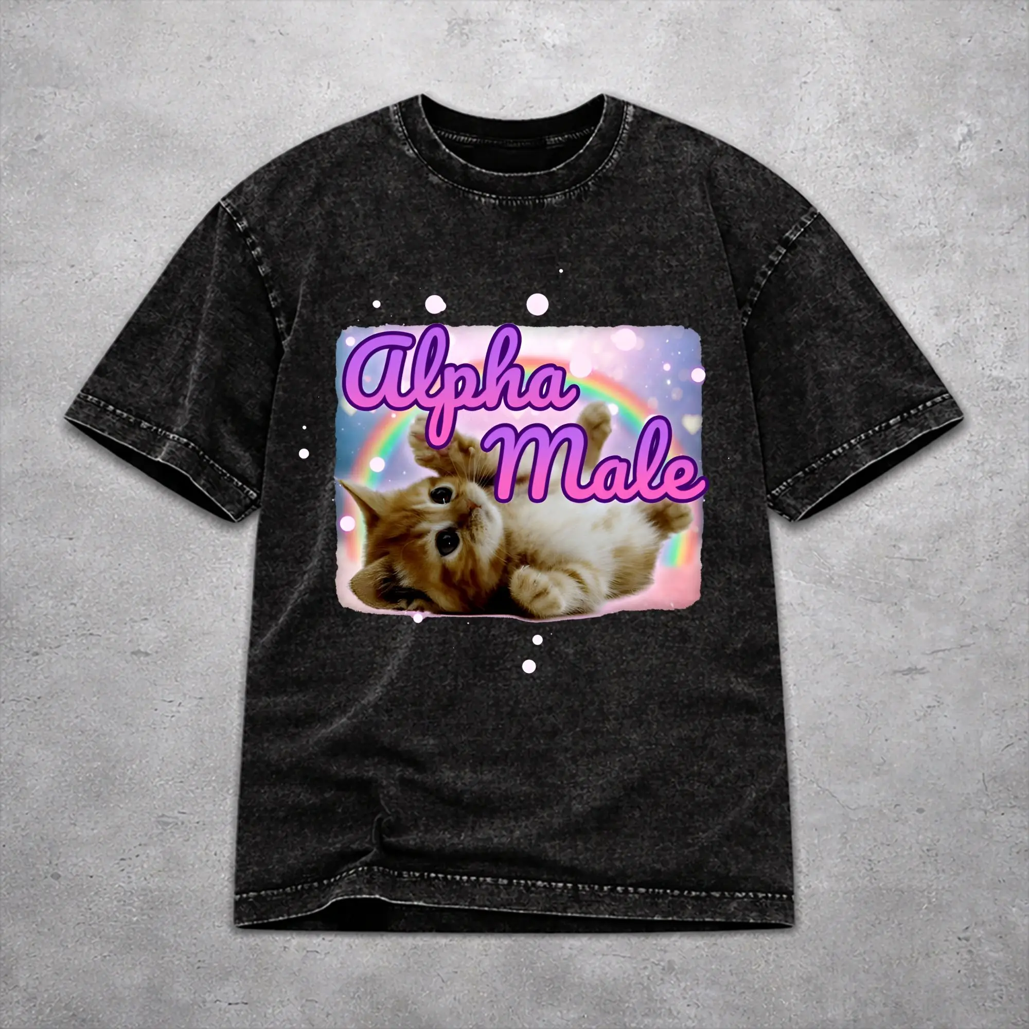 Alpha Male Cat Kitten Funny  T Shirt Harajuku Style For Men Women Cotton Tee Shirts Tops