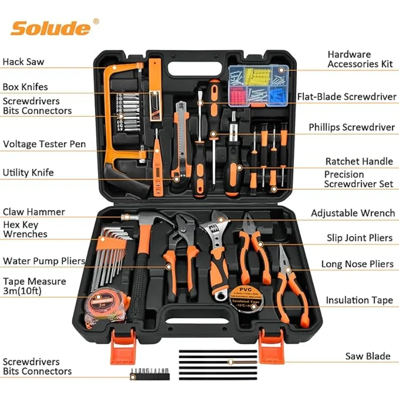 

Maintenance & DIY Projects Students,Household Basic Hand Tool Sets with Case for Home