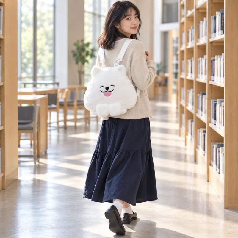 Cute White Plush Backpack Fluffy Stuffed Animal Bag Soft Pillow Rucksack Kawaii Doll Shoulder Bags For Girls Kids Birthday Gift