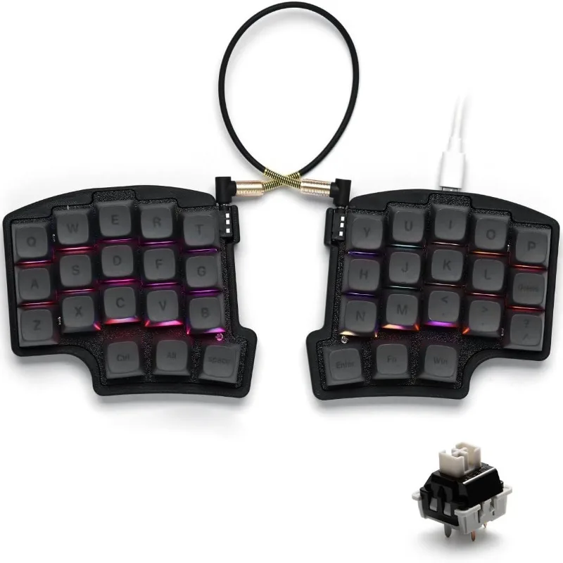 Customized SW35 Split Keyboard with Split Hands Ergonomic QMK Split Hot Swappable RGBVIAL Left and Right Hand Keyboards