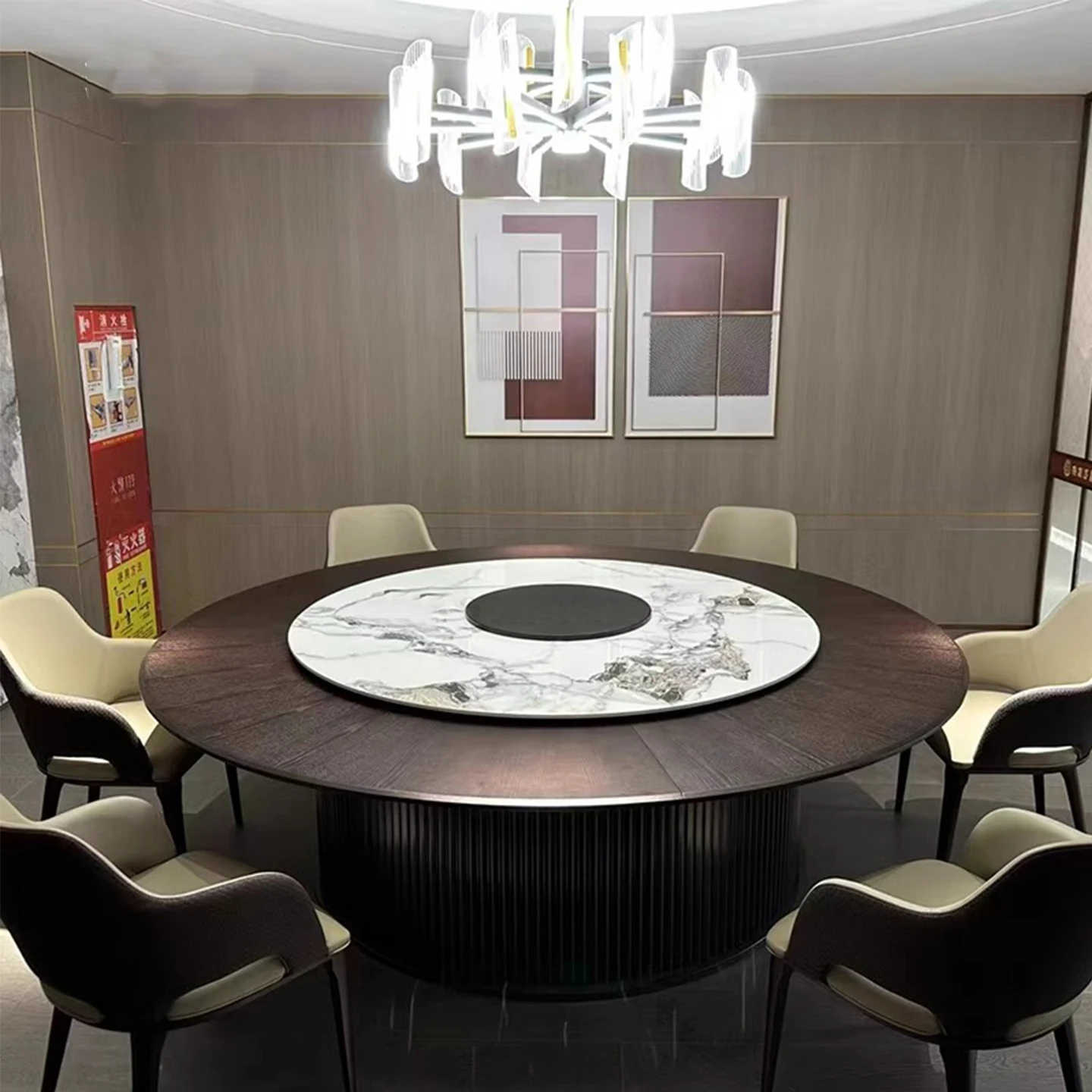 

LTT hotel slate electric dining table clubhouse box large round table family hotel banquet table and chairs