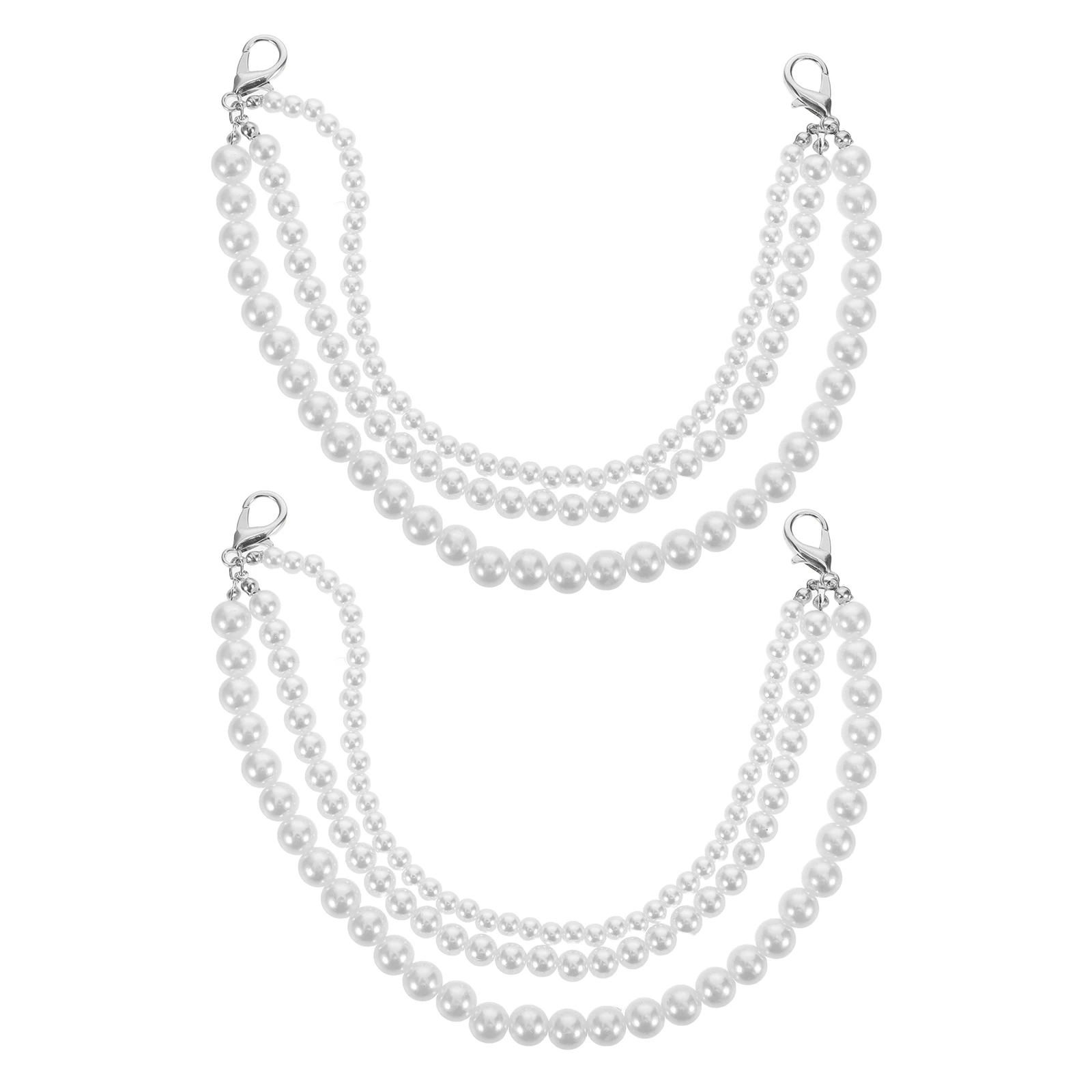 

1Pair Pearl Shoe Chains Threelayer Faux Pearls Sneakers Holder Strap Foot Jewelry Elegant Embellishments Antislip Decorative
