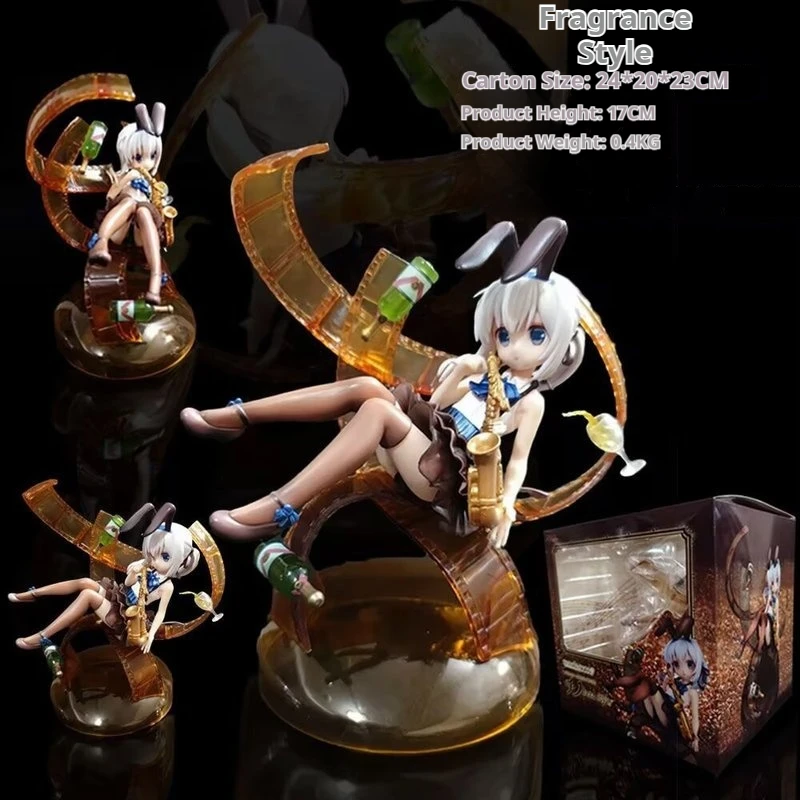 Generic Chino Kafuu Is The Order A Rabbit Jazz Style Anime Collectible Figure Bunny Ear Saxophone 17CM Tall Boxed For Anime Fans
