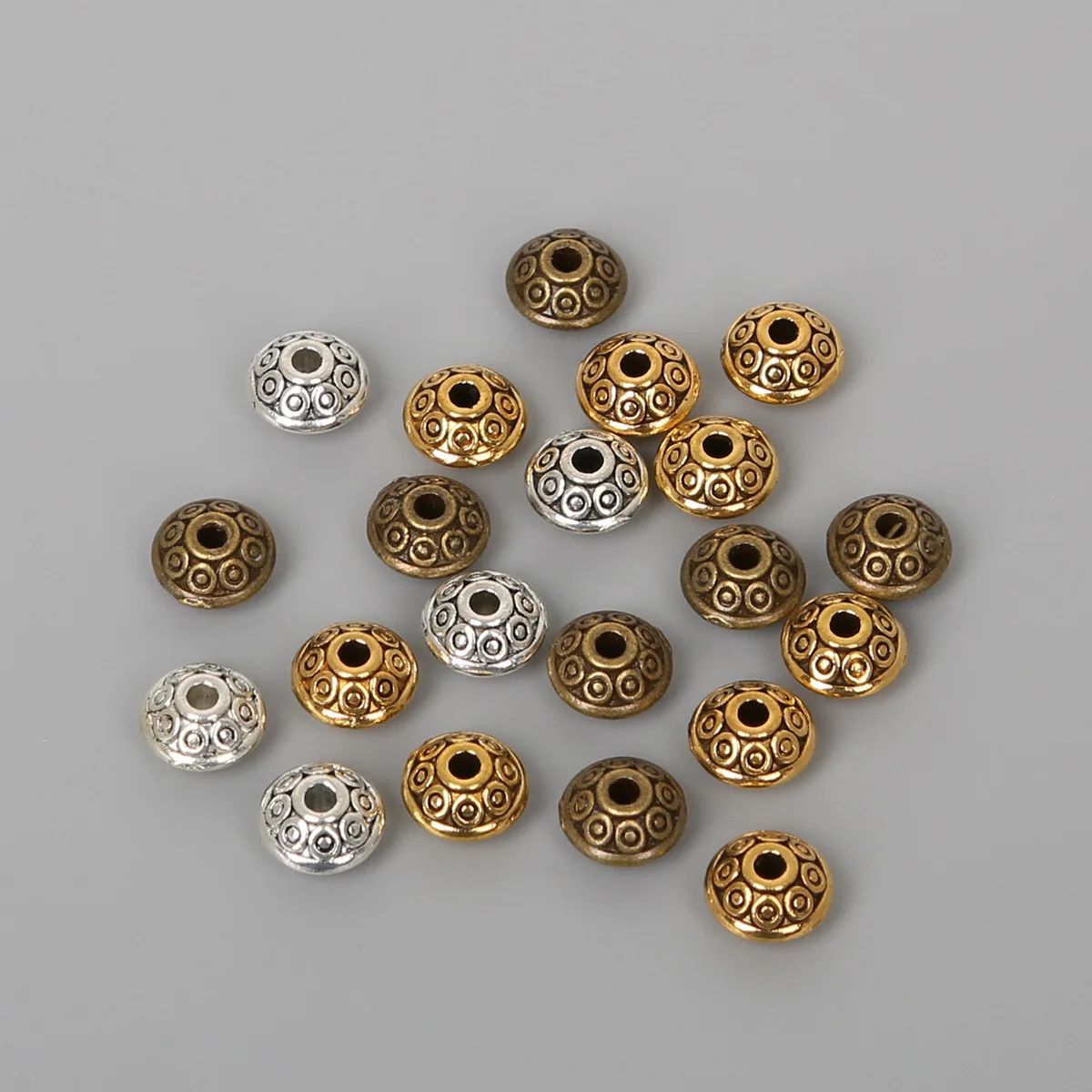 

100pcs 6x4mm Antique Gold/Silver/Bronze Metal Beads End Beads Caps Seed Spacer Beads For DIY Jewelry Making Charm Bracelet