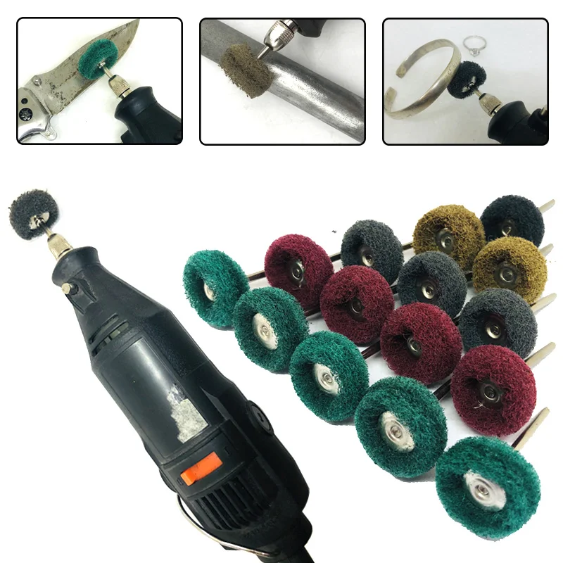 ドレメルロータリーツールアクセサリー用ナイロンミニドリル研磨ブラシ,2.35mm,3mm,シャンクバフ研磨,1パック