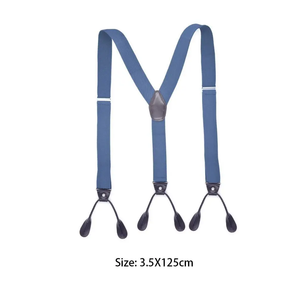 Solid Color Vintage Suspenders Leather Trimmed Button End Button End Suspenders Y Back Elastic Straps Elastic Suspenders Adult