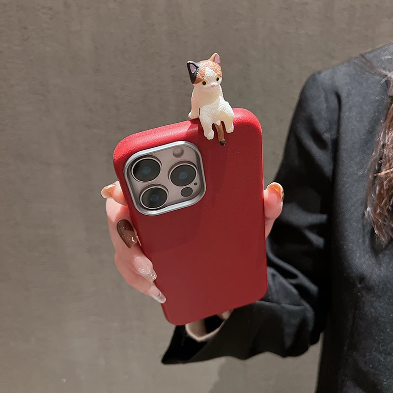 Cute 3D Cat Lichee Pattern Silicone Phone Case For iPhone 15 16 11 12 13 14 Pro Max X XS XR 7 8 16 Plus Metal Photo Frame Cover