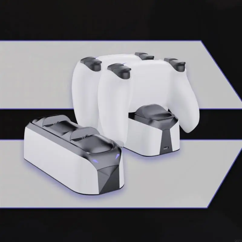 Q6PA Desktop Gamepad Charging Dock with Two Charging Positions for P5, USB C Power Input and Front Light Indicators for Daily