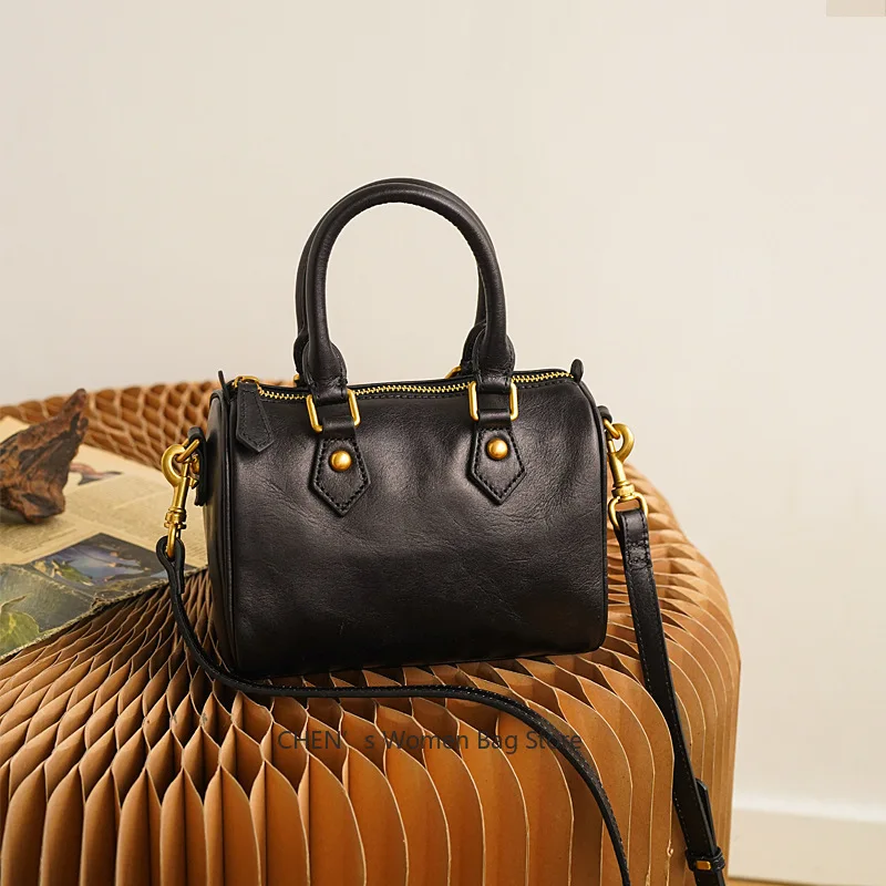 

2025 New Genuine Leather Women's Handbag Retro Handmade Pillow Bag Versatile Crossbody Shoulder Bags
