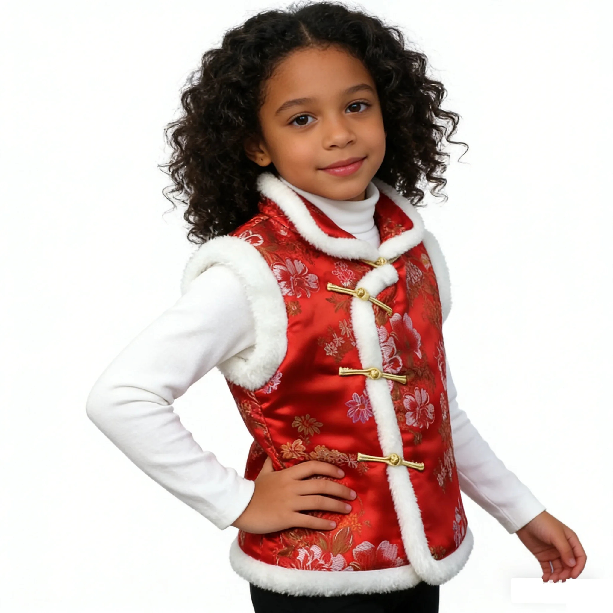 Chaleco para niña, abrigo sin mangas, ropa de Año Nuevo Chino para bebé, tops para niños, atuendo lunar CNY, chaqueta rosa y roja sin mangas