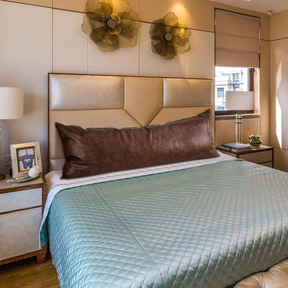 أغطية وسائد فاخرة لكامل الجسم مقاس 21 × 54، جلد صناعي ممتاز لأريكة المزرعة وديكور سرير الأريكة #2