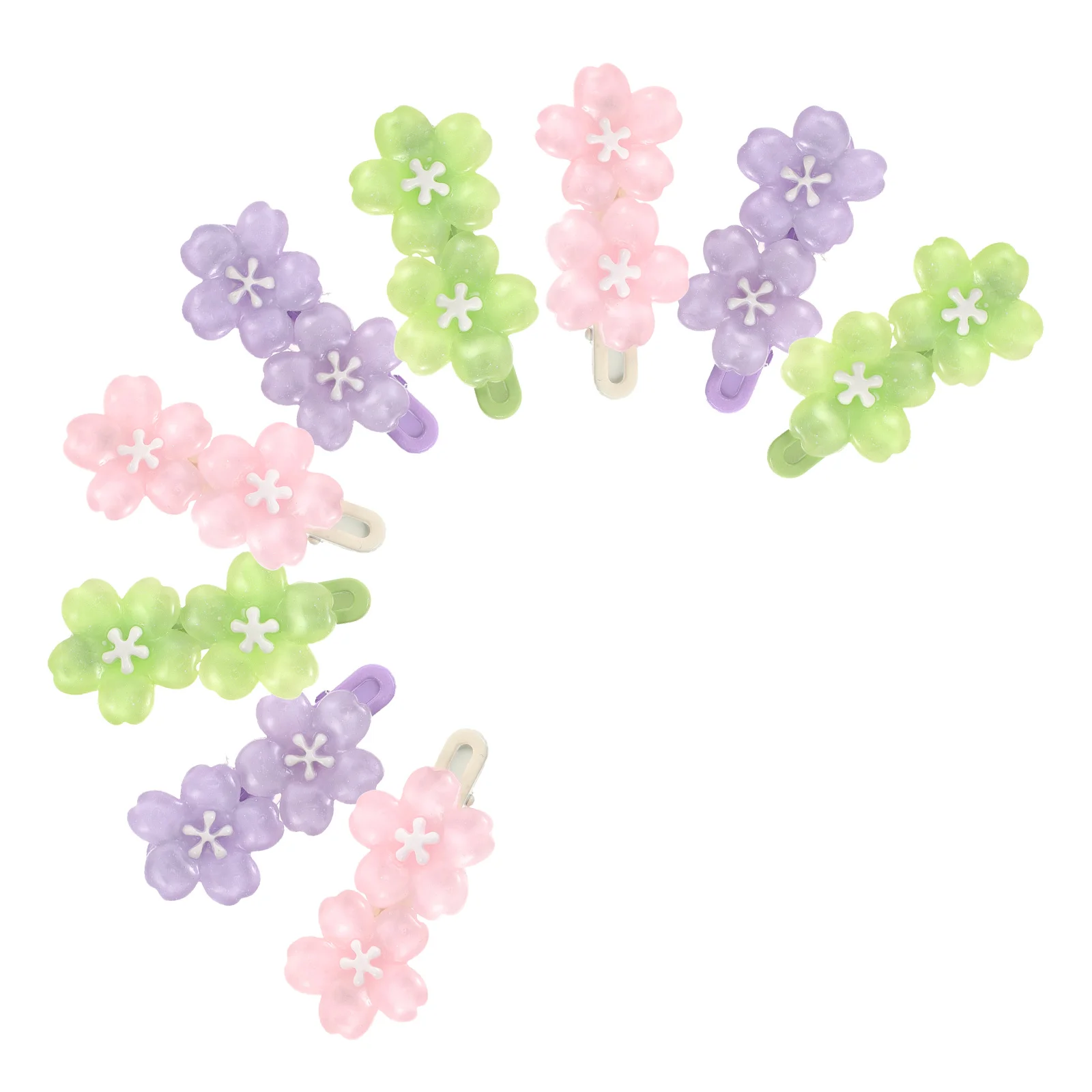 

9pcs Floral Hair Clips Barrettes Side Girly Resin Cute Baby Light Green Flower Accents Durable Easy Use Outfits