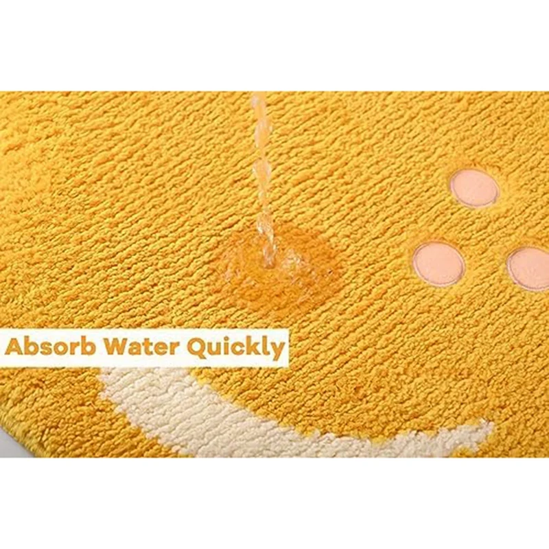 Tapete antiderrapante de limão para crianças, Tapete de frutas amarelas, Decoração de banheiro fofa, Tapete divertido, Lavável à máquina