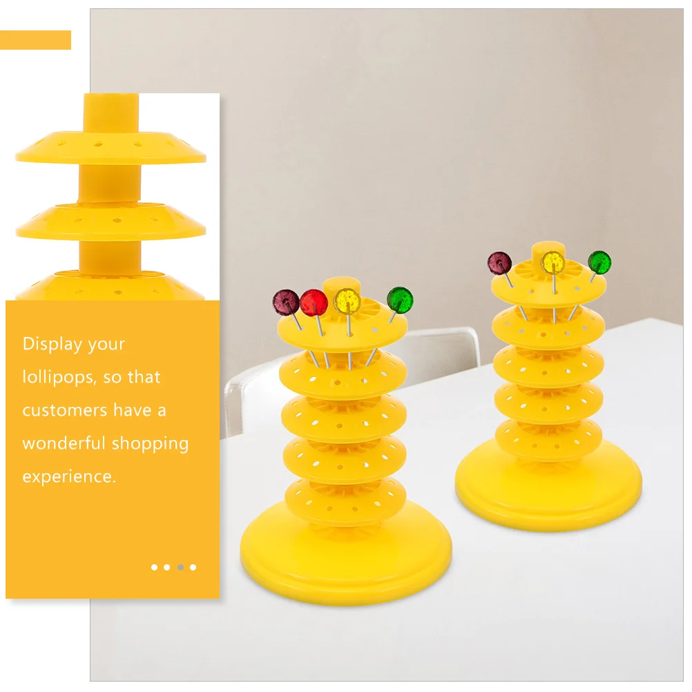 Cake Pop Stand Lollipop Tabletop Holder Multi-layer Acrylic Store Rack Display Yellow Child