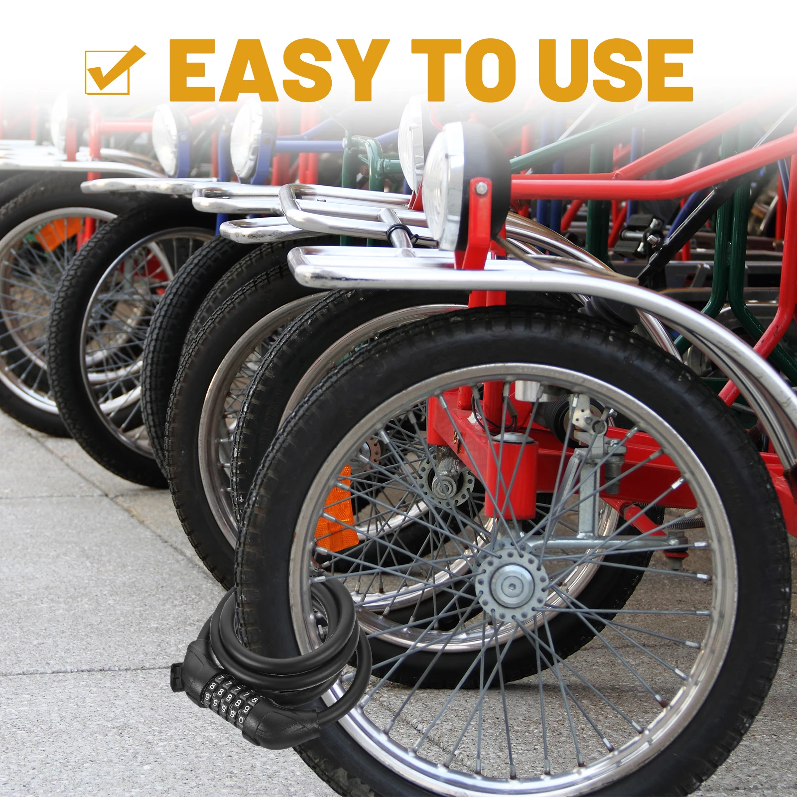

Cycling Bicycle Lock Heavy Duty Chain Bike Protection Shear Resistance Black Pp