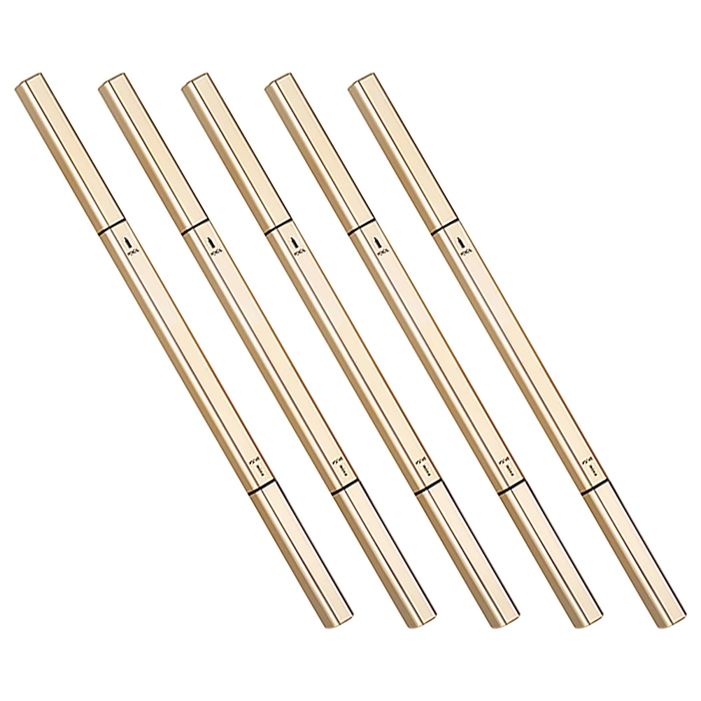 5 szt. Małe złote kredki do brwi w kształcie pręcika, dwustronne pisaki do brwi, odporne na pot, narzędzia do makijażu brwi, naturalny kształt, do codziennego użytku.