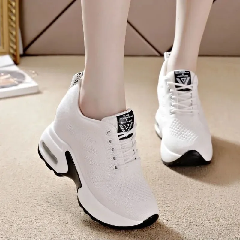 

Women Sneakers Wedges Anti Slip Adds Height Casual Shoes 2024New Mesh Breathable White Platform Vulcanized Shoes Tenis De Mujer