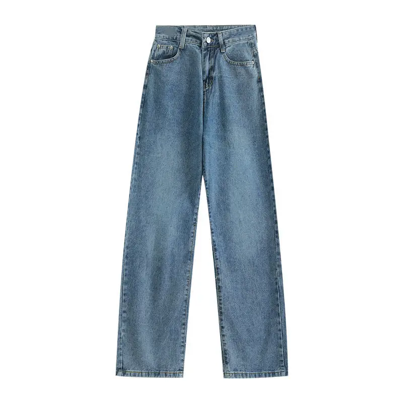 Femme pantalon Baggy jean empilé à volants plissé drapé fendu fente asymétrique détail côté Patchwork couleur bloc épissage femme