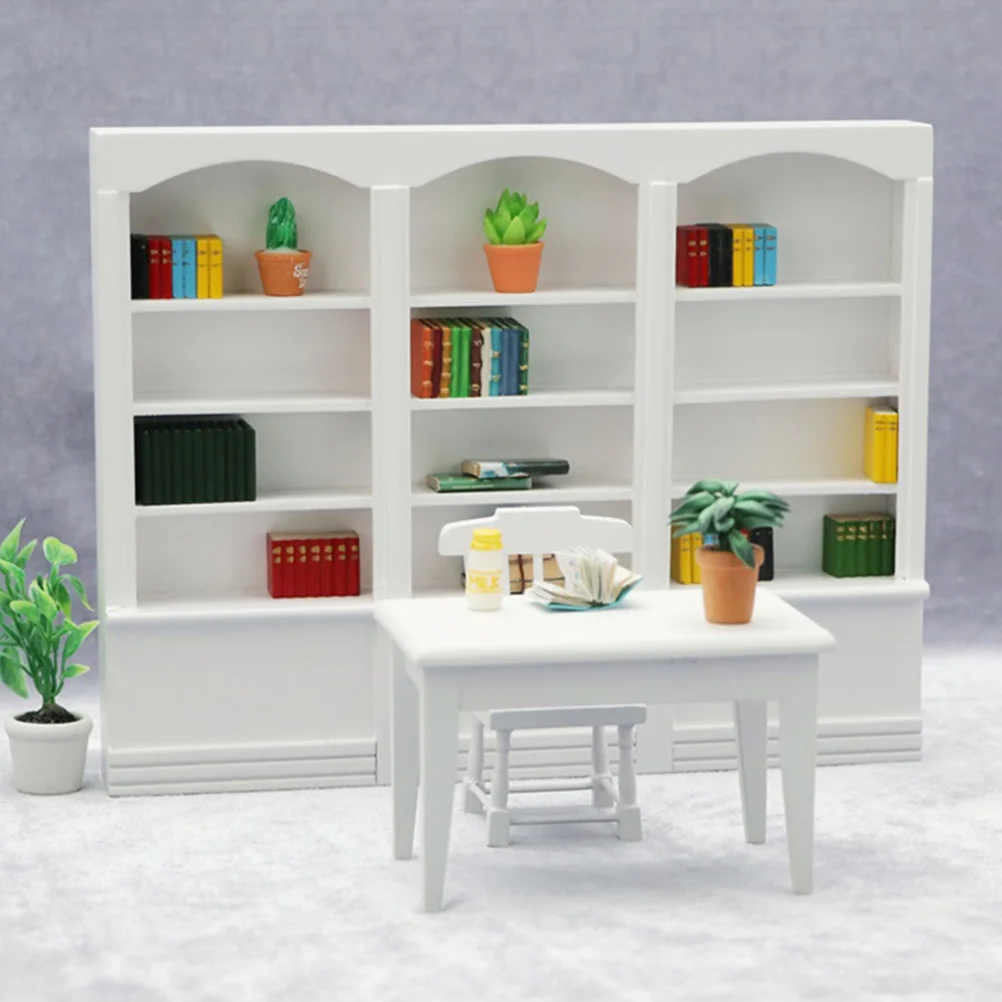 

1pc Triple Bookcase Eco- Display Shelf Durable Mini Furniture For Diy Craft Decorative Mini Landscape Accessory