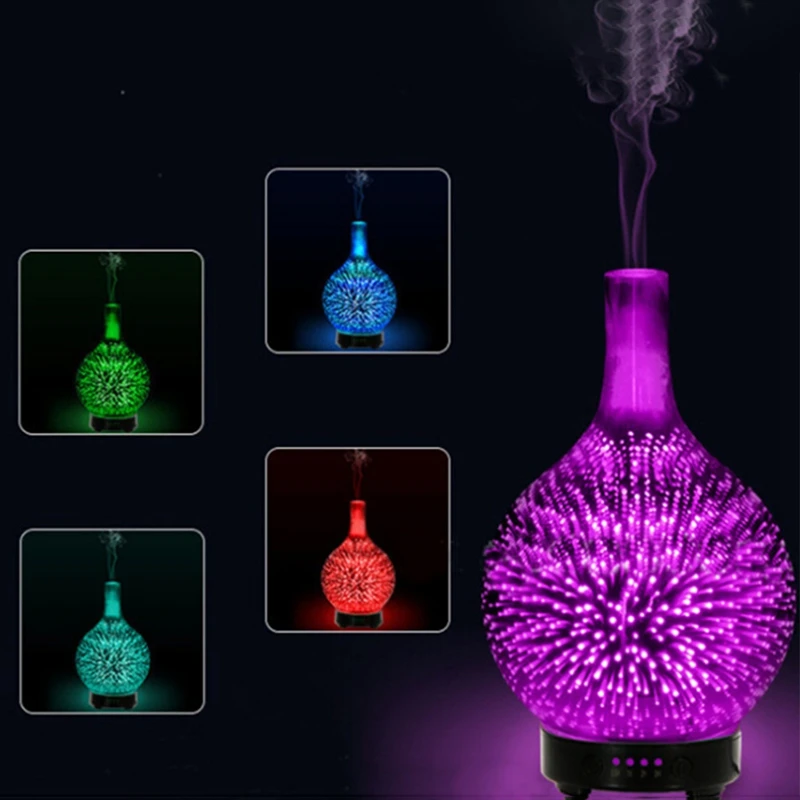 Essential Oil Diffuser,Glass Vase Aromatherapy Essential Oil Diffuser Changing Shut-Off Mist Humidifier