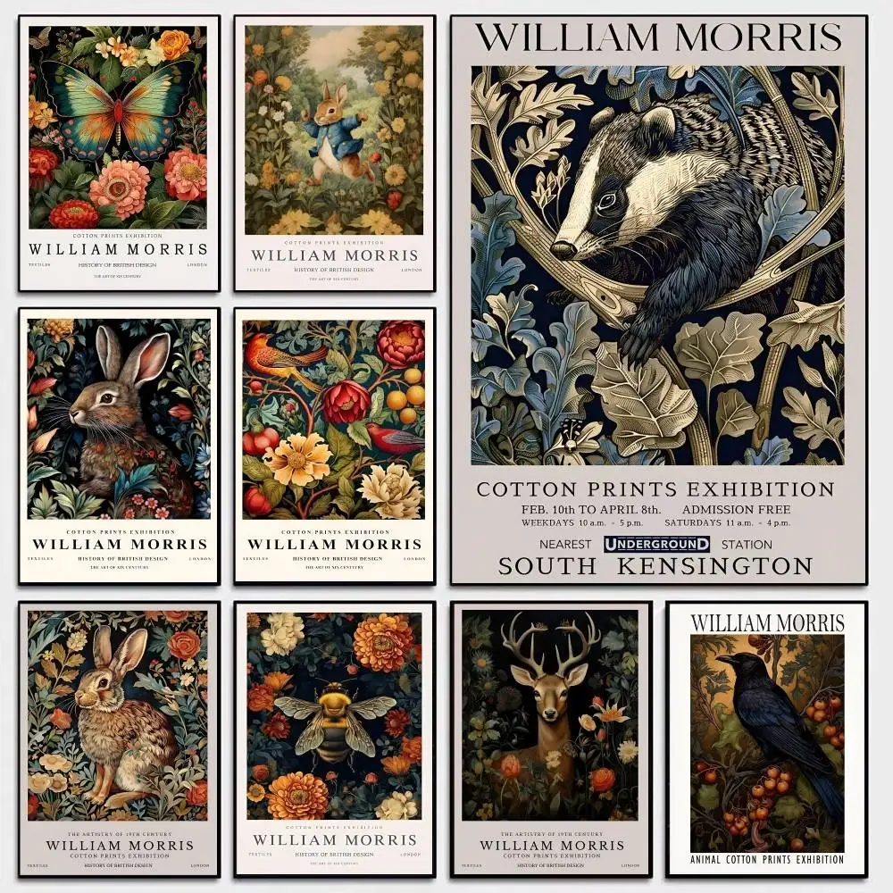 William Morris Animal Movie Sticky Posters Vintage Room Home Bar Cafe Decor Room Wall Decor