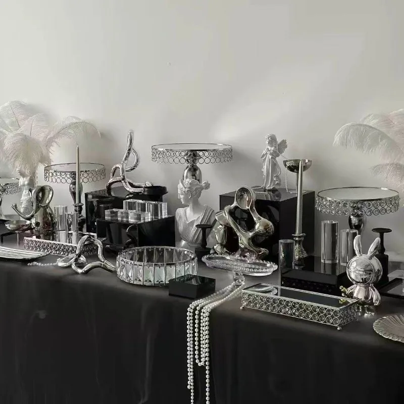 New European silver dessert stand display stand ornament opening coffee break dessert decoration
