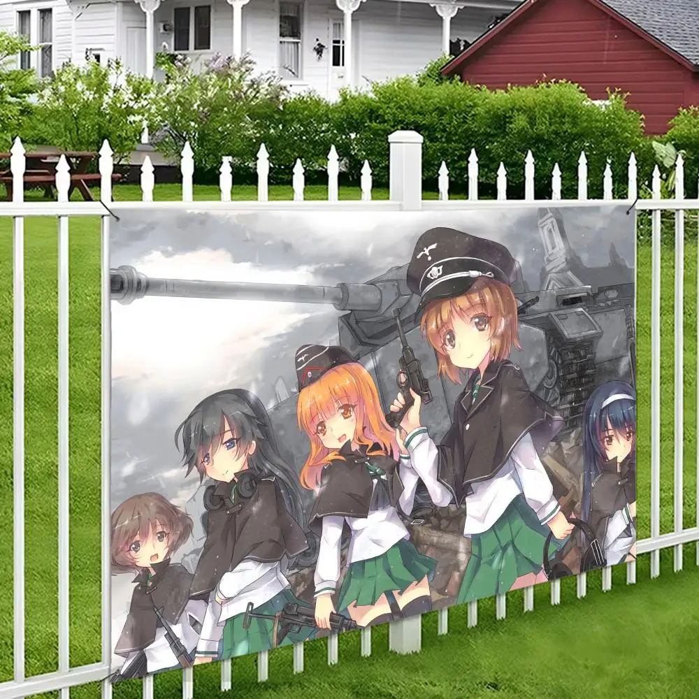 Girls Und Panzer Flags Aesthetic Wall Tapestry Printed Wall Hanging Living Room Party Outdoor Decor
