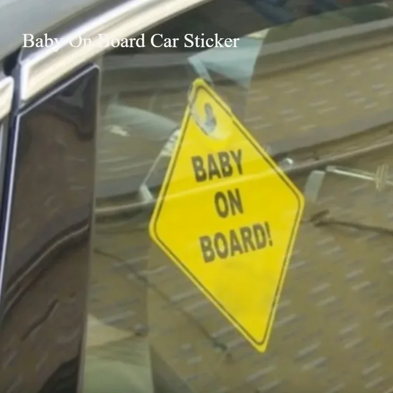 1pc Baby On Board Safety Car Window Suction Cup Yellow Warning Sign Accessor Driving Accessor Car Sticker Автомобильные Наклейки