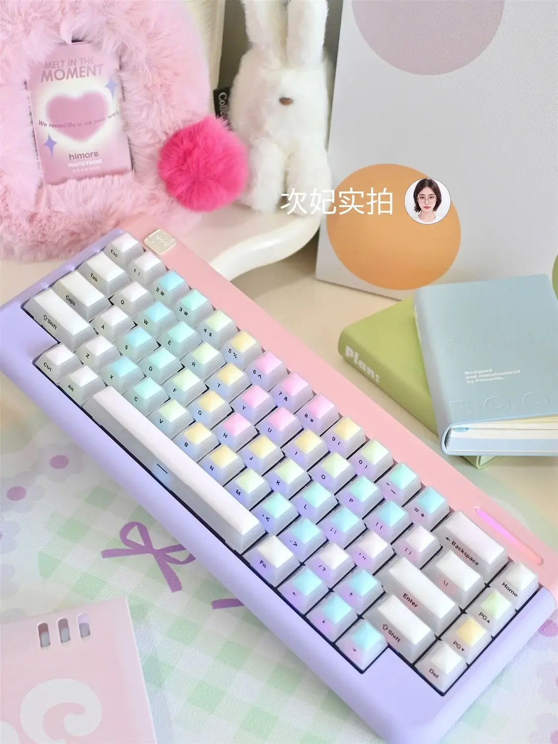 Rainbow fudge keycaps, misty silicone material, original high soft elastic cute girl high value mechanical keyboard cap