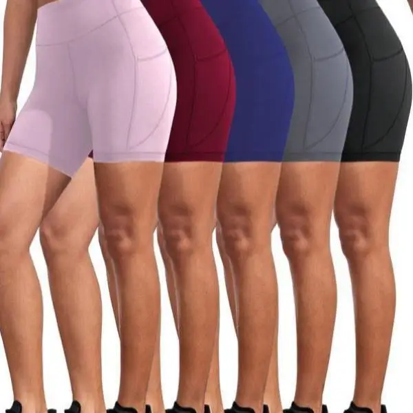 

High Waist Summer orts for Women with kets Elastic Cross-Border New Sle Casual Pants Mid-Low Waist PVC Material