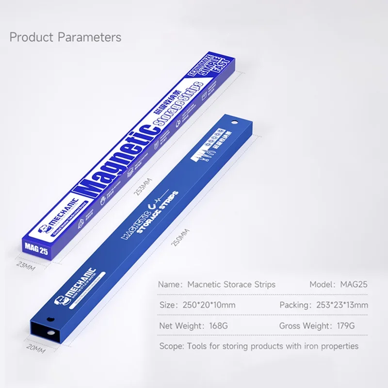 Tiras de armazenamento magnéticas mecânicas mag25 forte força magnética dupla estável e segura para reparo elétrico e armazenamento de ferramentas de ferro