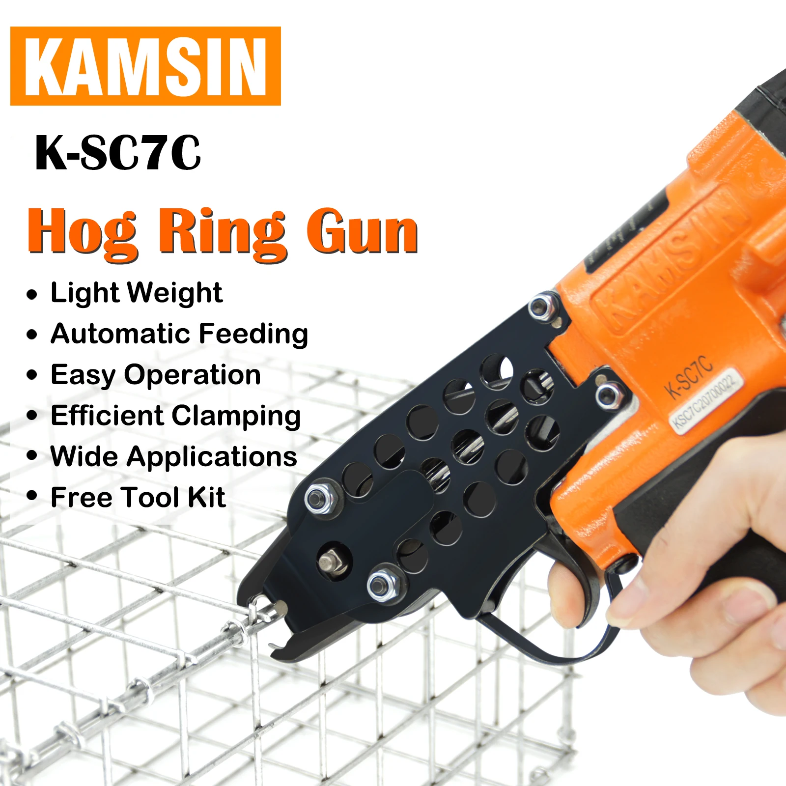 

KAMSIN K-SC7C 15 Guage 3/4" Crown Pneumatic Hog Ring Gun,C-Type Machine Nailer for Wire Cages Building