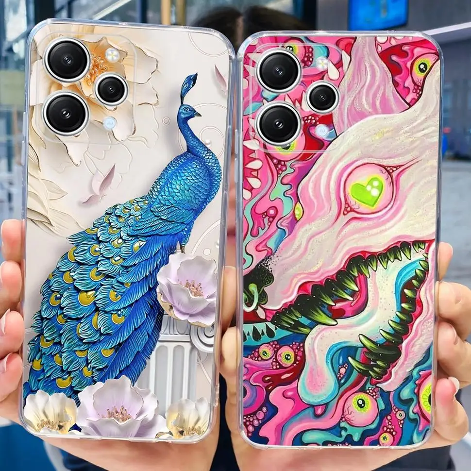 For Xiaomi Redmi 12 Luxury Love Heart Pattern Phone Cases For Xiaomi Redmi 12 C 12C Redmi12 Redmi12C 4G Soft Silicone TPU Cover