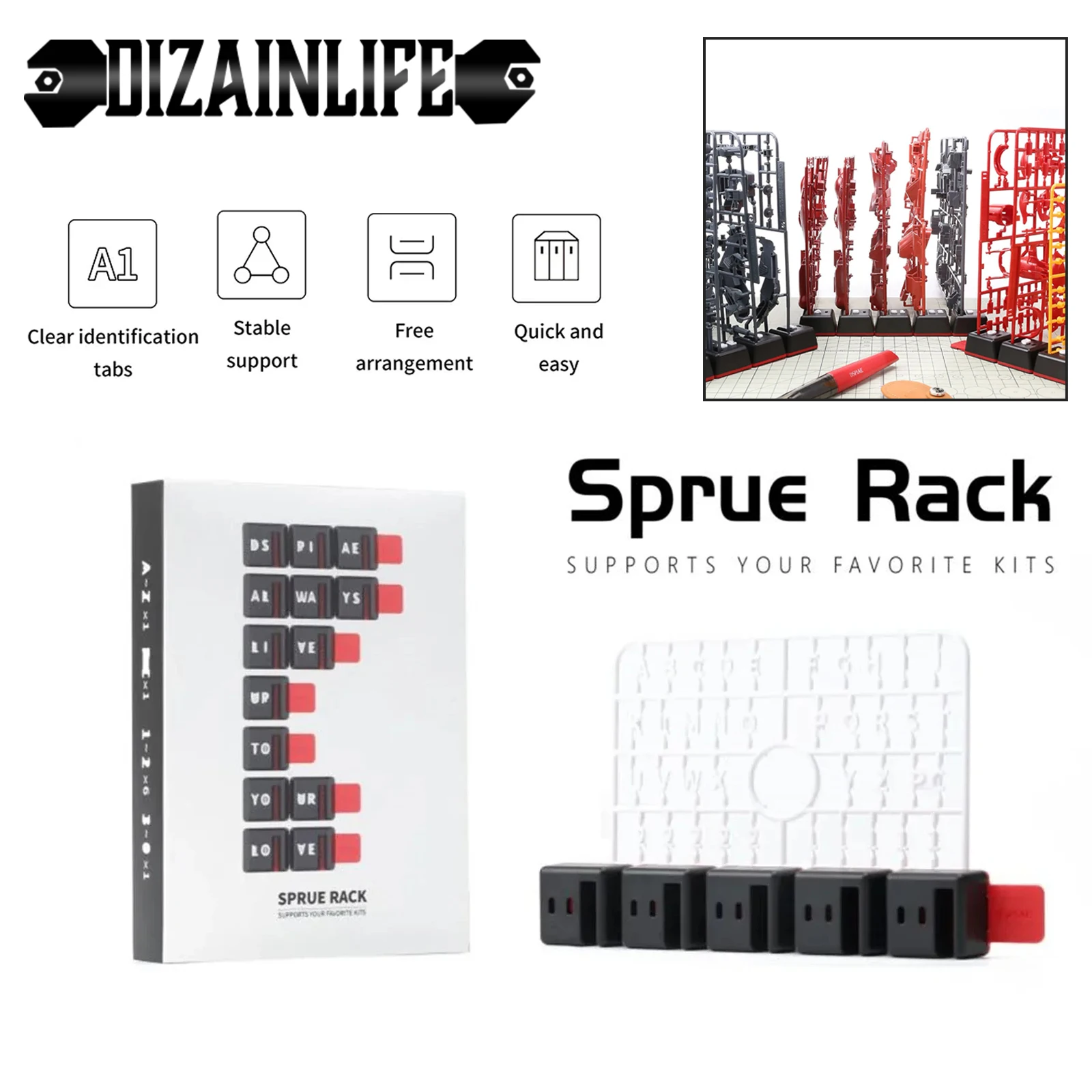 DSPIAE 1/2Pcs PT-SR Sprue Rack Spare Parts Stand For Gundam Model Making Parts Plate Storage Hobby Special Tools Accessory