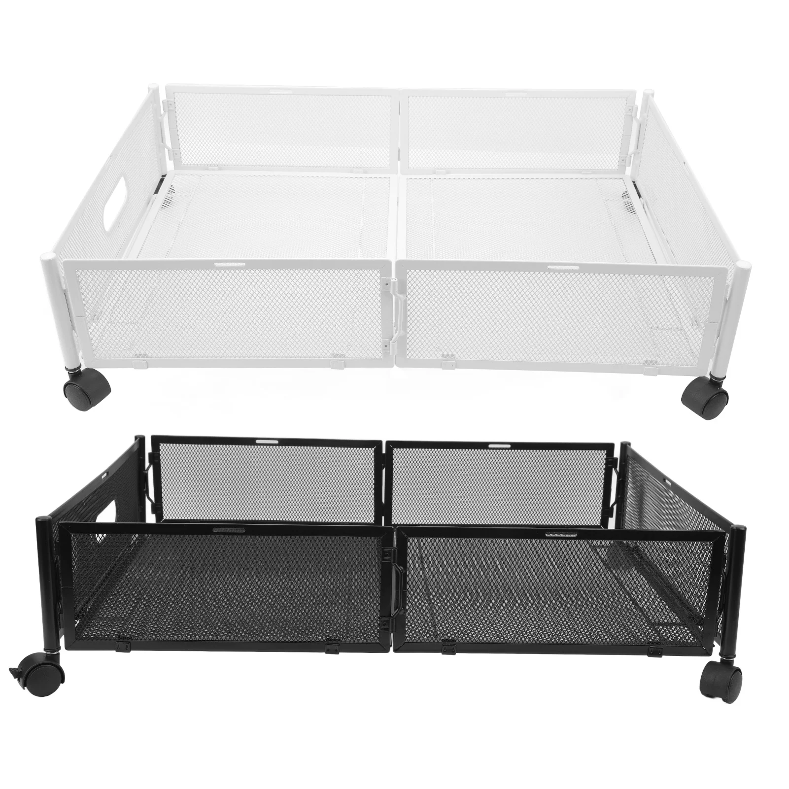 Under Bed Storage Containers with Wheels Grid Pattern Pull Out Type Detachable Large Capacity Storage Drawer For Clothes Toy