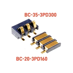 5pcs Spring Compression Contact 2.5 mm Pitch 3 Pin Female Male Connector Surface Mount Rechargeable Battery Connector Gold Flash