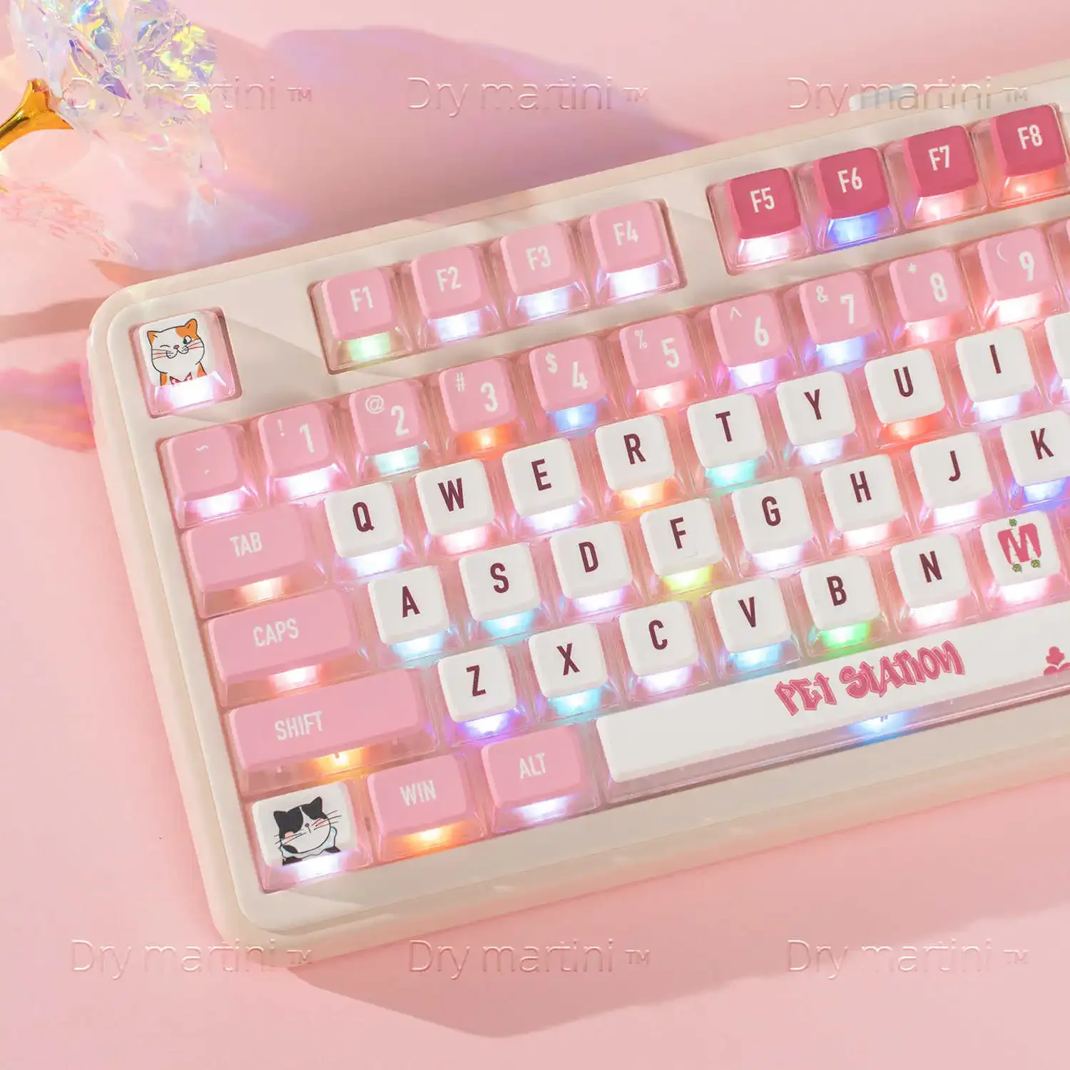 117 Keys Pink Keycaps MDA Profiled Translucent PBT Heat-sublimation Pudding Keyboard Caps MX Switch Gaming Mechanical Keyboard