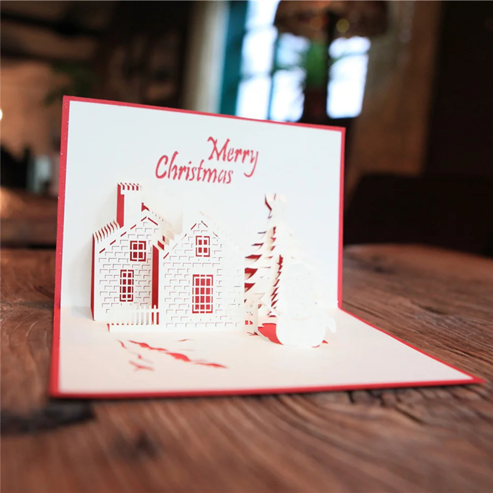 

3 D Greeting Cards 3D Christmas Creative Three-dimensional Handwork Red Anniversary