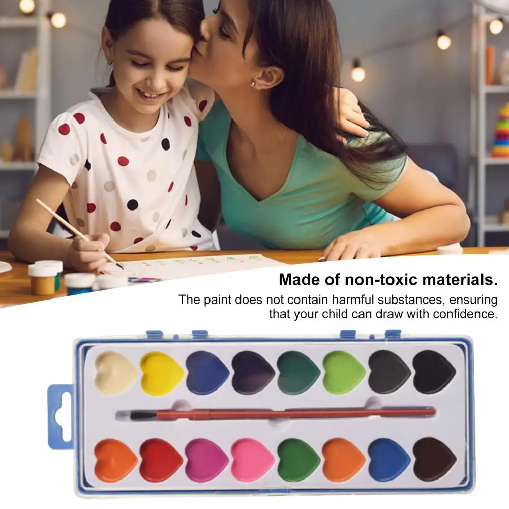 مجموعة ألوان مائية سهلة الاستخدام أطقم ألوان مائية محمولة للأطفال 6/12 قطعة طلاء محاصر قابل للغسل لمرحلة ما قبل المدرسة للأطفال
