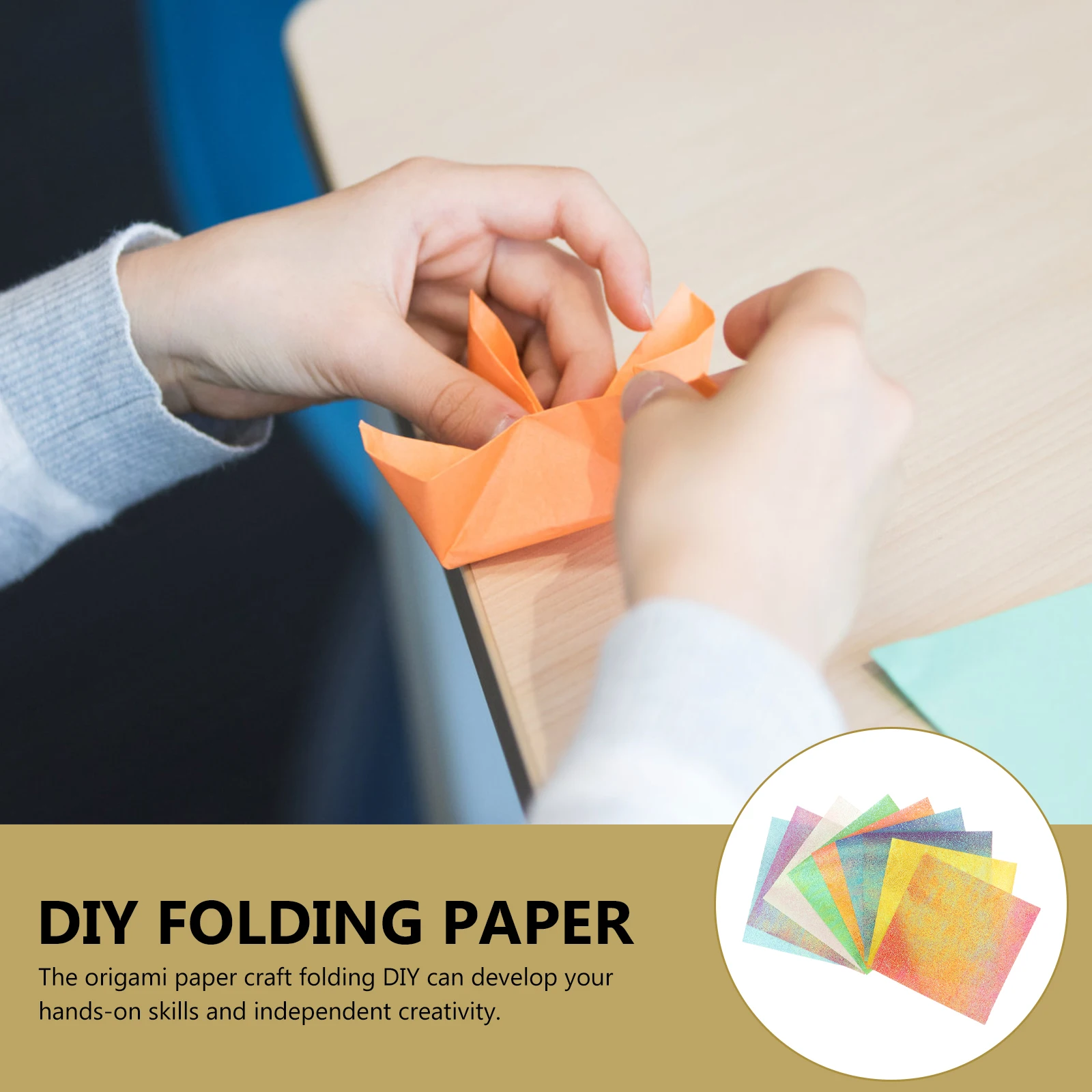 

50 Pcs Pearlescent Origami Paper Folding Mixed Color Crafts Pattern for Handicrafts Papers Decorative