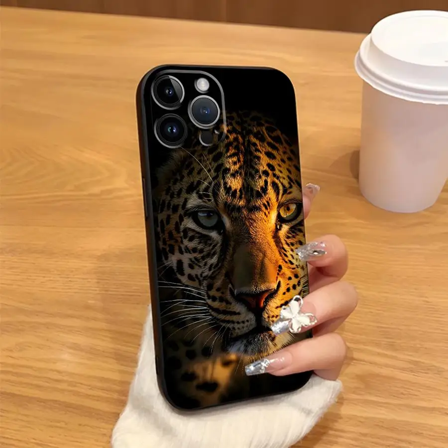 Custodia morbida per telefono leopardata nera per iPhone XS Max 13 12 11 17 Pro Max 17Air 7 8 XR 15 16 14 Plus