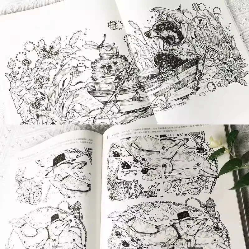 A Animal Symphonies Pintura Art Book, Desenho Tutorial, Linha Preto e Branco, Rascunhos