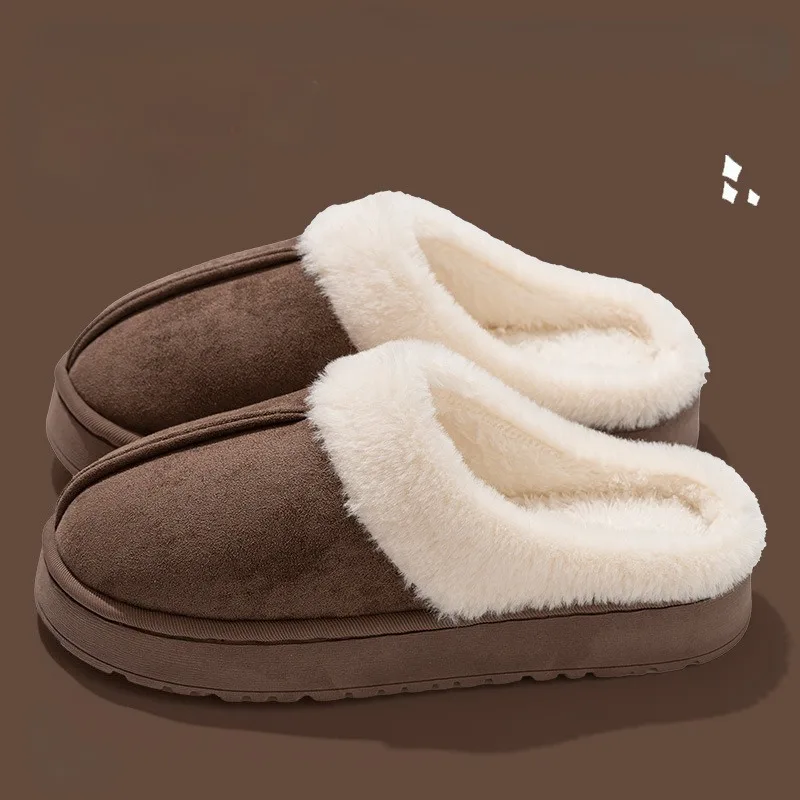 شباشب نسائية عصرية منفوشة للخريف والشتاء نعل سميك من مادة إي في إيه مضادة للانزلاق ودافئة للجنسين لفصل الشتاء