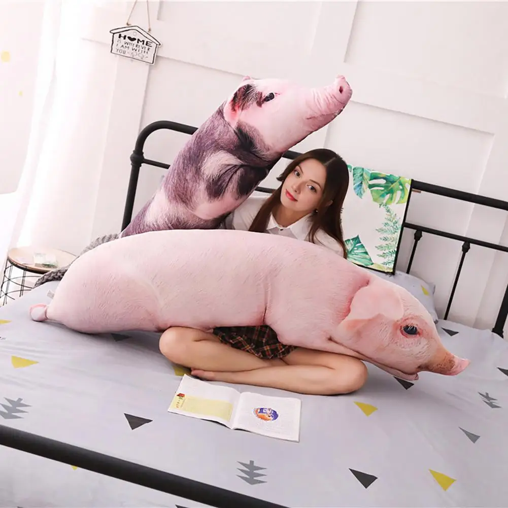 Simulated Pig Pillow 3d Realistic Pig Plush Pillow Stuffed Toy Funny Gag Gift for Boyfriend Birthday Christmas Present Digital