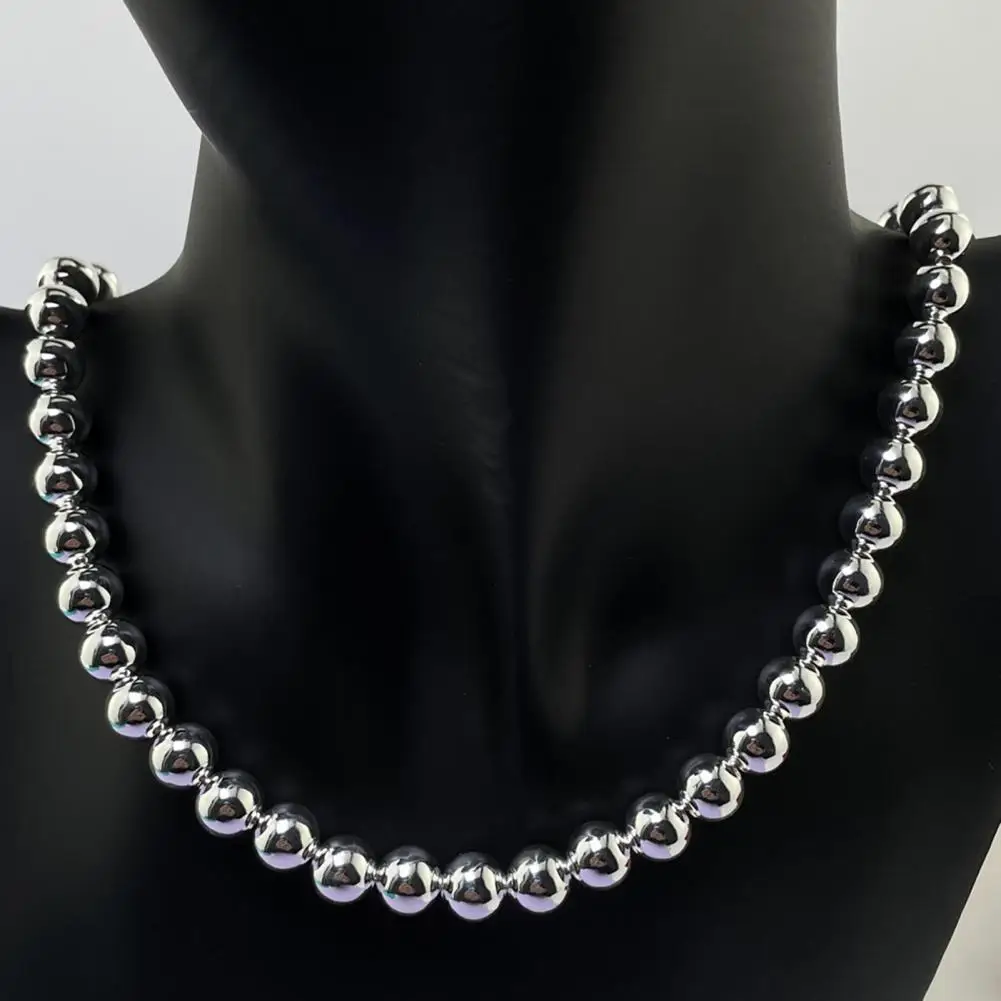 Wealth Charm Necklace Silver 8mm Bead Ball Chain Necklace Handmade Alloy Hollow Bead Jewelry Stylish Unisex Accessory for Wear